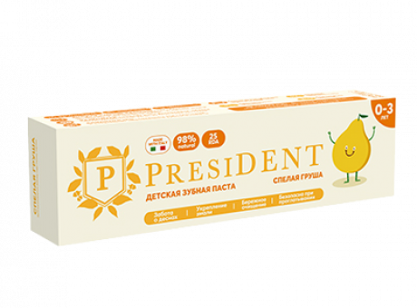 зубная паста детская PRESIDENT 0-3 Спелая груша (25 RDA) 32 г